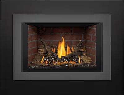 a fireplace with a fire in it